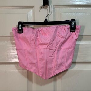 Princess Polly Pink Bustier Corset Top Shirt Size 4 Strapless Button Crop